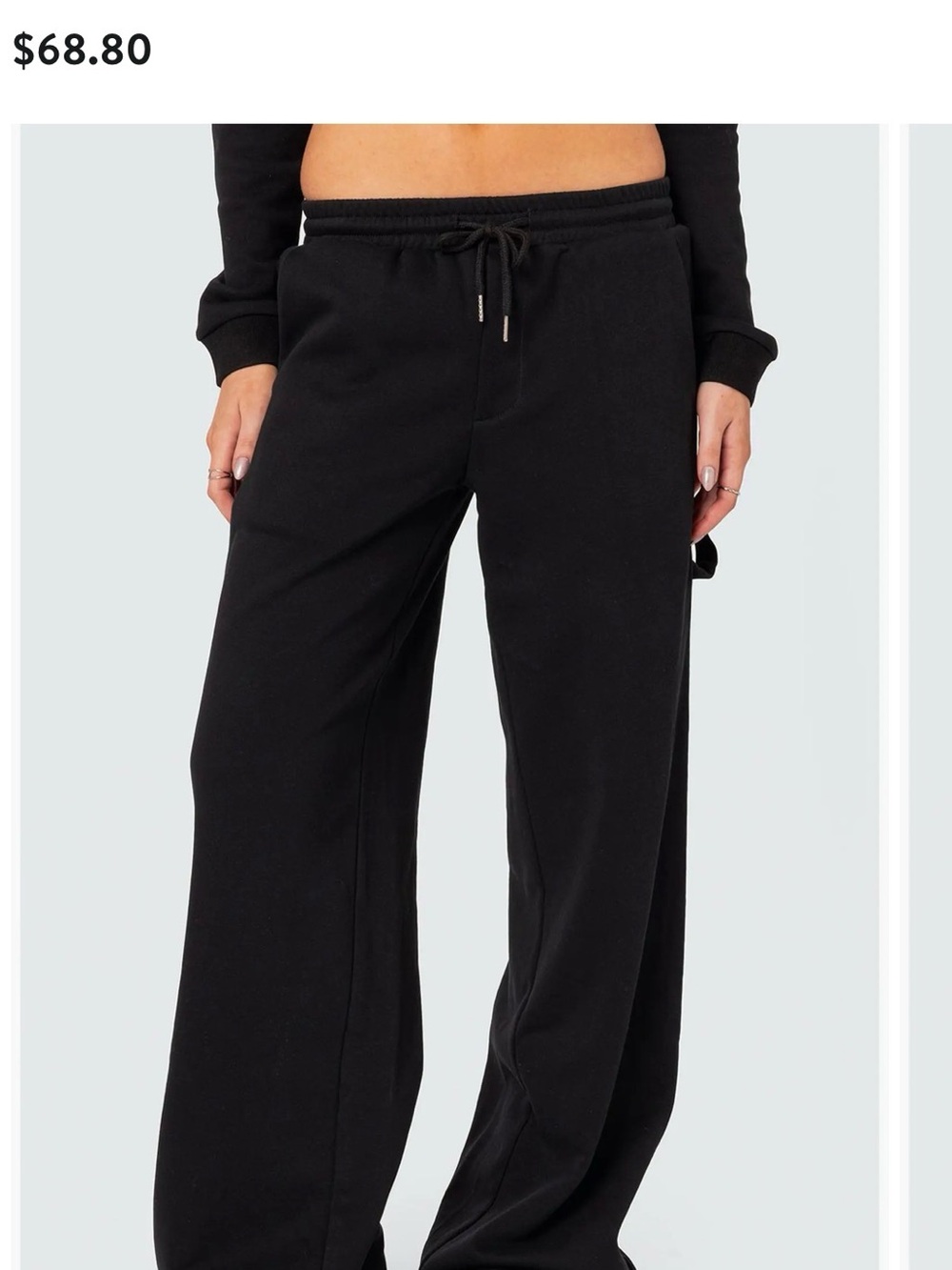 Edikted Annalise Black Wide Leg Drawstring Sweatpants